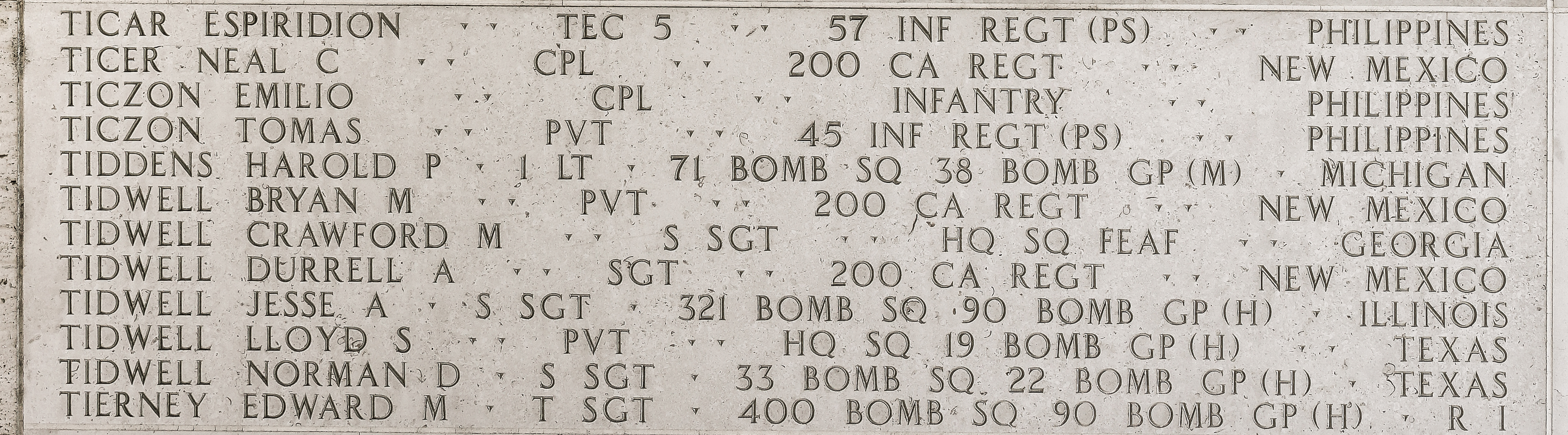 Norman D. Tidwell, Staff Sergeant